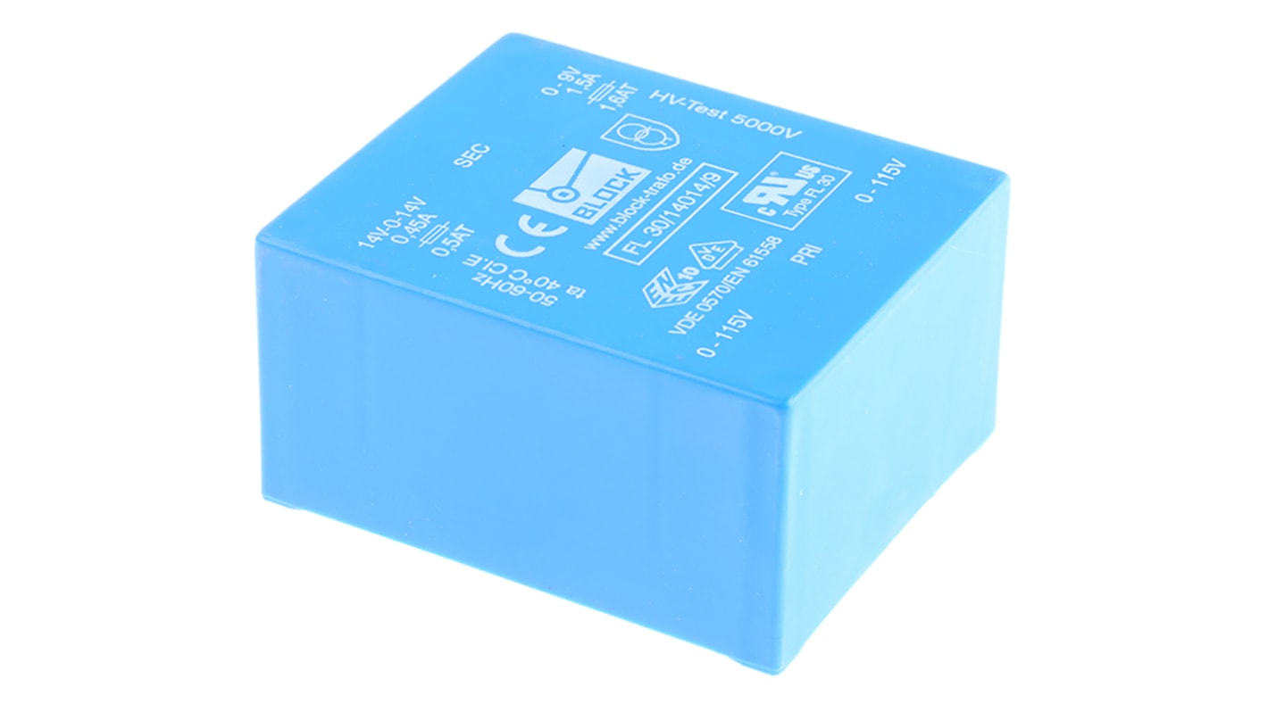 Block 9V ac, ±14V ac 2 Output Through Hole PCB Transformer, 30VA