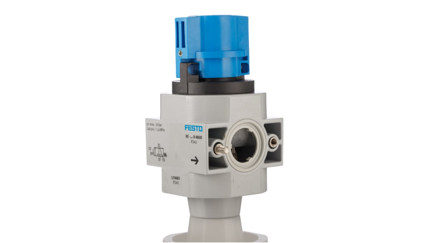 Festo Locking Shut-Off Valve 3/2 Bistable Pneumatic Manual Control Valve HE Series, G 3/8, 3/8, 170683