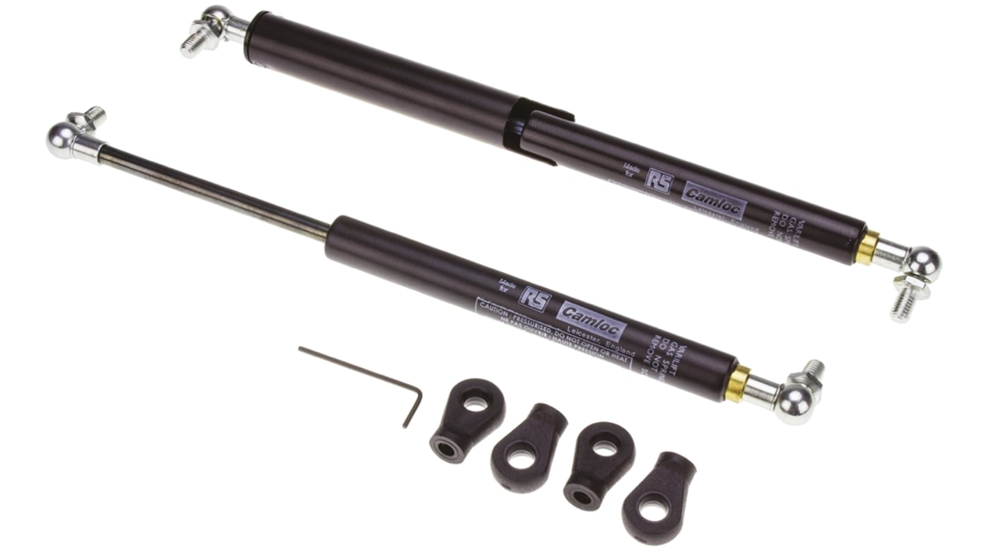 Camloc Steel Gas Strut, with Ball & Socket Joint, 264.0mm Extended Length, 100.0mm Stroke Length