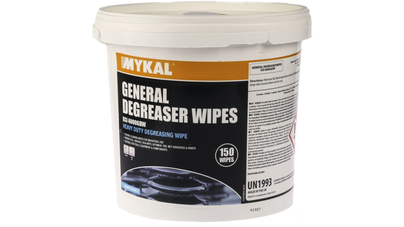 Mykal Industries DE-SOLV-IT Fast Drying Degreaser 150 Wipes Tub