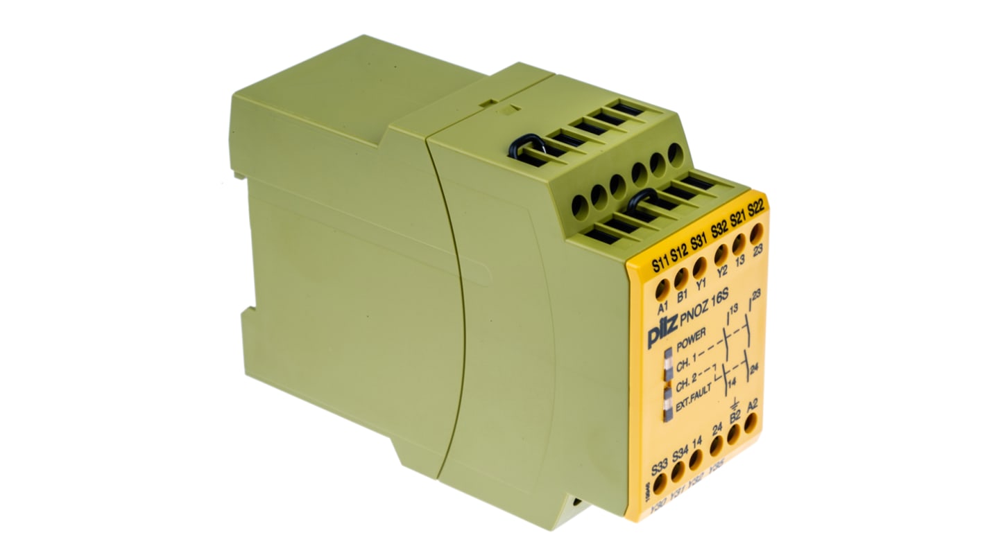 Pilz PNOZ 16S Sicherheitsrelais, 24 V dc, 110V ac, 2-Kanal, 2 Sicherheitskontakte Not-Aus, 4 ISO 13849-1, Automatisch &