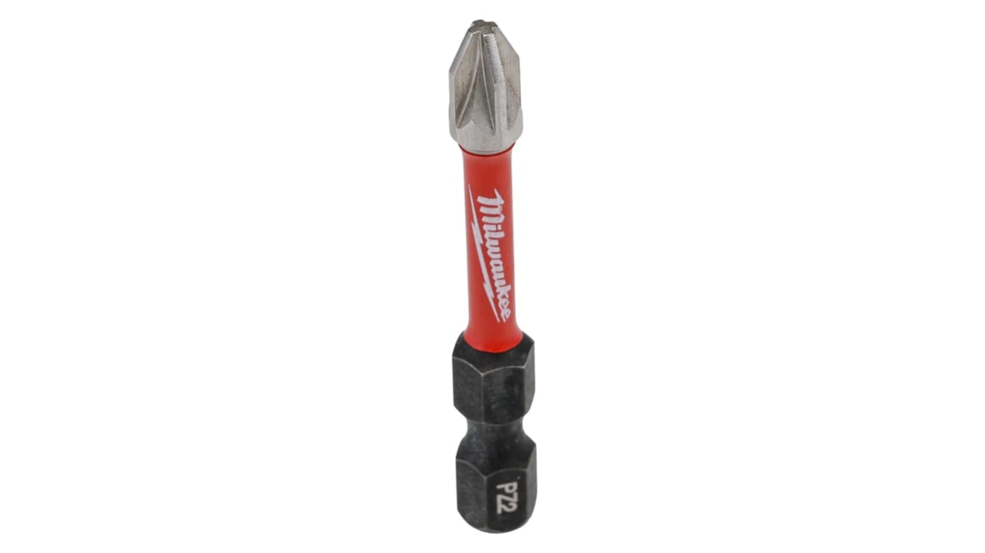 Milwaukee Pozidriv Screwdriver Bit, PZ2 Tip, 1/4 in Drive, Hex Drive, 50 mm Overall