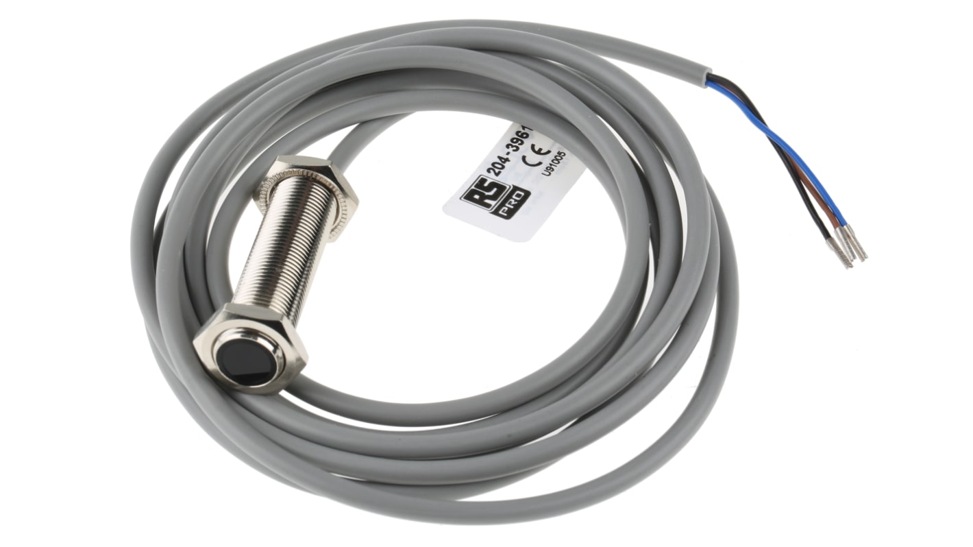 RS PRO Diffuse Reflection Photoelectric Sensor, Barrel Sensor, 0.15 m Detection Range