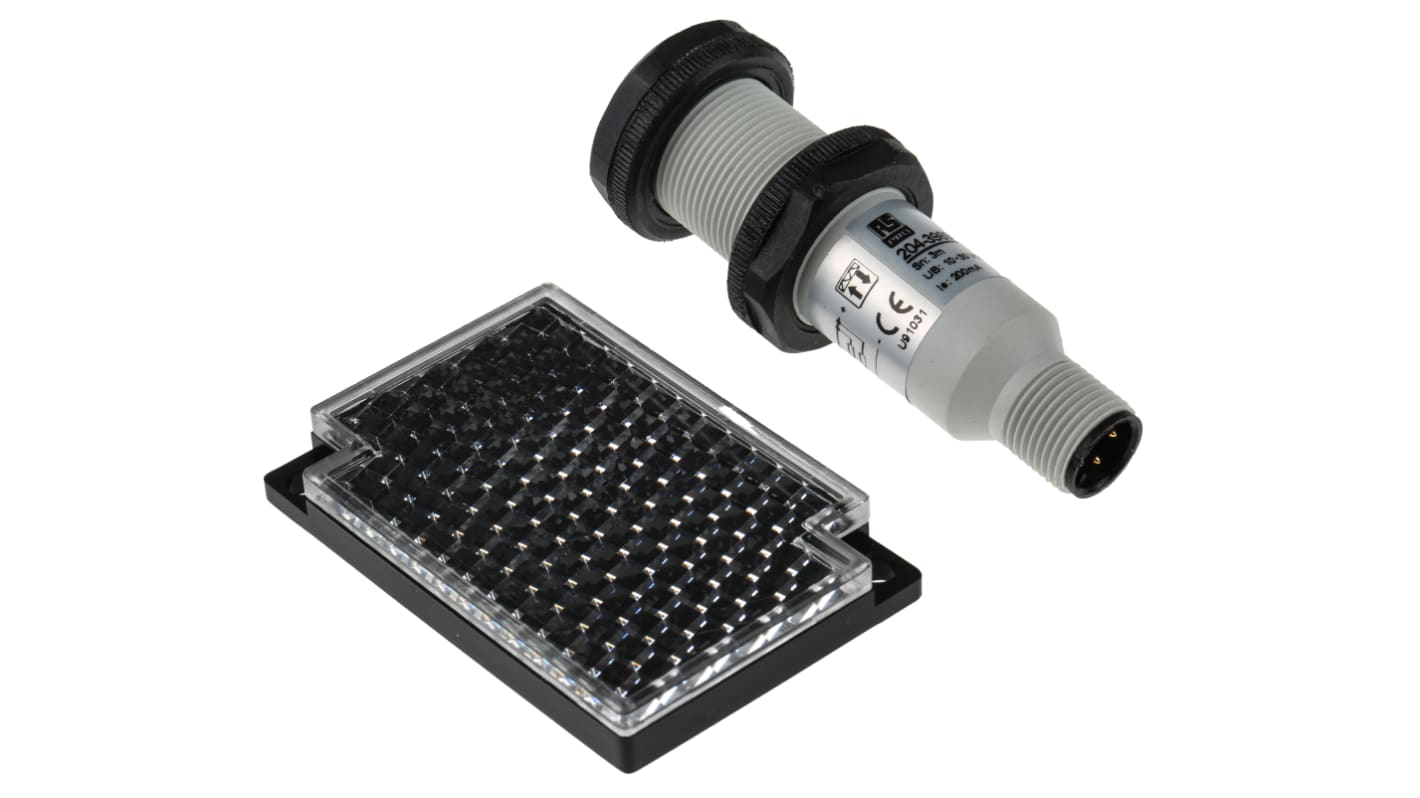 Rs-Online Sensore fotoelettrico Cilindrico RS PRO a retroriflessione rilevamento 3 m uscita NPN NO+NC