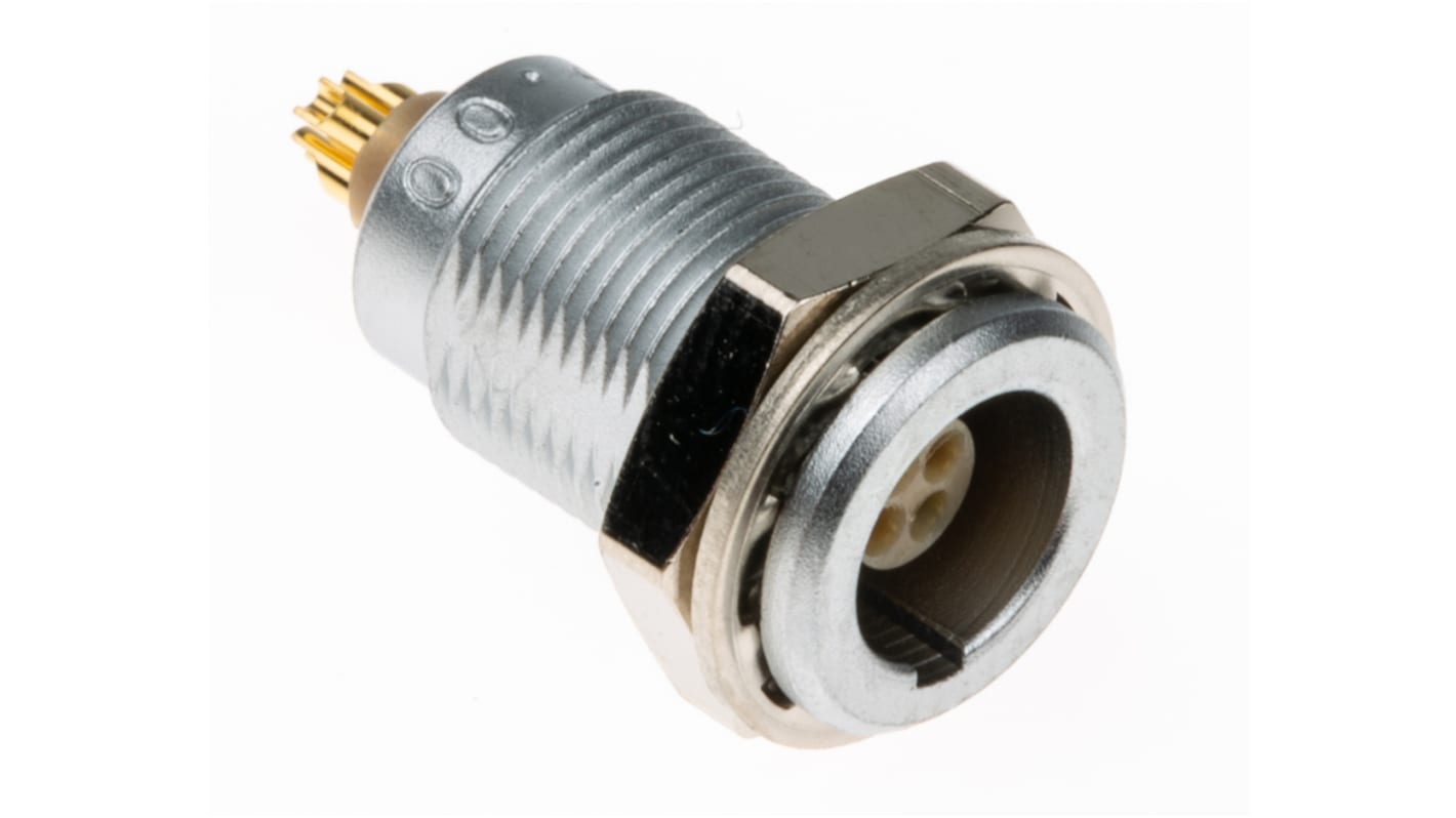 Lemo Circular Connector, 4 Contacts, Panel Mount, Socket, Female, IP50, 00 B Series