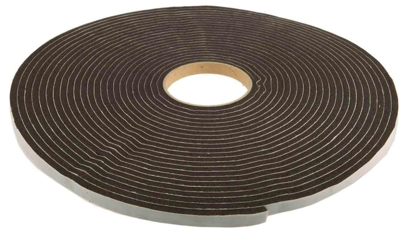 RS PRO Black Foam Tape, 12mm x 15m, 6mm Thick