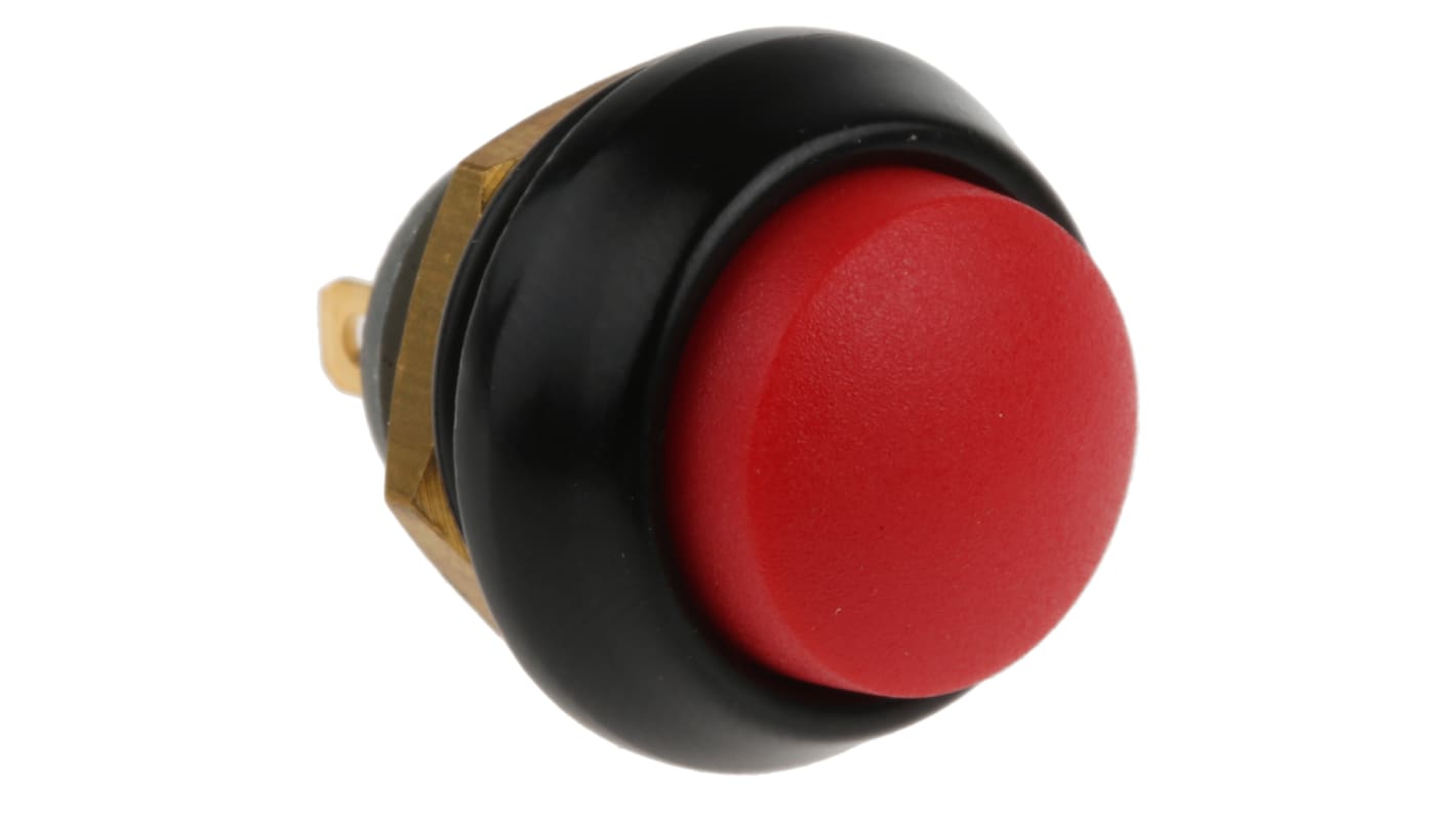 ITW Switches 微型按钮开关, Φ13.65mm开孔, 面板安装, 瞬时操作, 红色圆形, 透明LED, 单刀单掷, IP67, 59系列