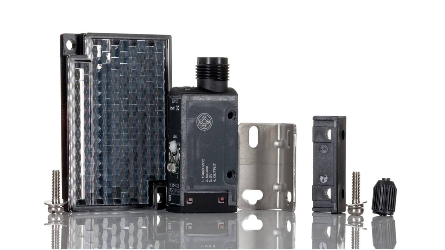 Rs-Online Sensore fotoelettrico Rettangolare Omron a retroriflessione rilevamento 100 mm → 2 m. uscita NPN