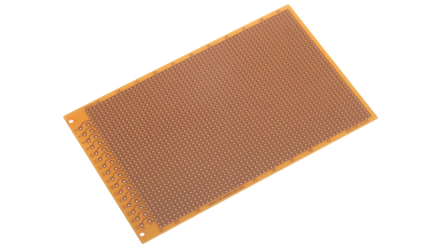 RE 521-HP, Single-Sided Stripboard FR-2 100 x 160 x 1.5mm DIN 41612 FR2