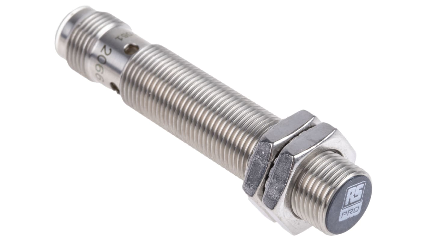 RS PRO Inductive Barrel Proximity Sensor, M12, 4 mm Detection, PNP NO, 10 → 30 V dc