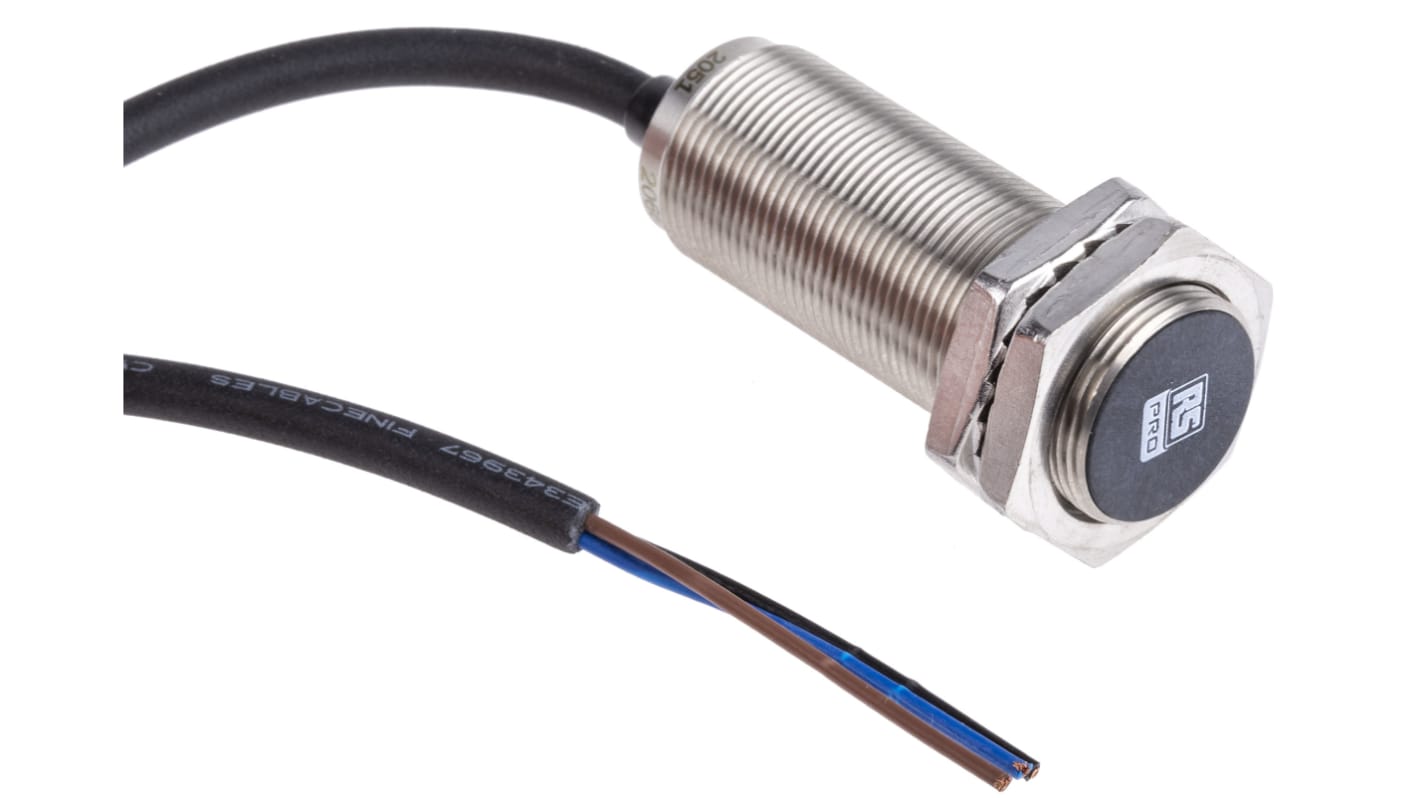 Rs-Online Sensore di prossimità Cilindro filettato RS PRO M18 rilevamento 8 mm 10 → 30 V c.c