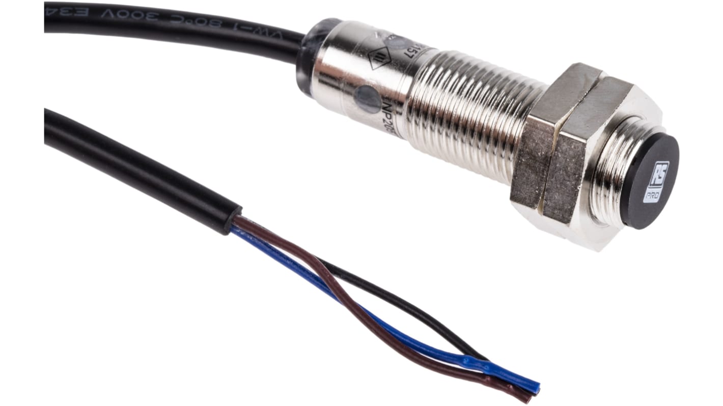 Sensore di prossimità Cilindro filettato RS PRO, M12, rilevamento 4 mm, 10 → 30 V c.c.