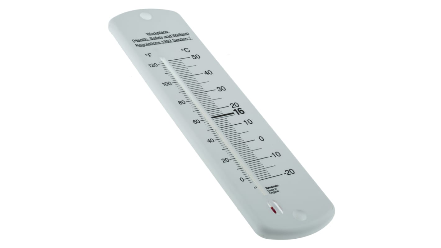 Brannan Glasthermometer, Spiritus rot, ±1 °C, Typ Wandmontage, 240 x 65 x 10mm