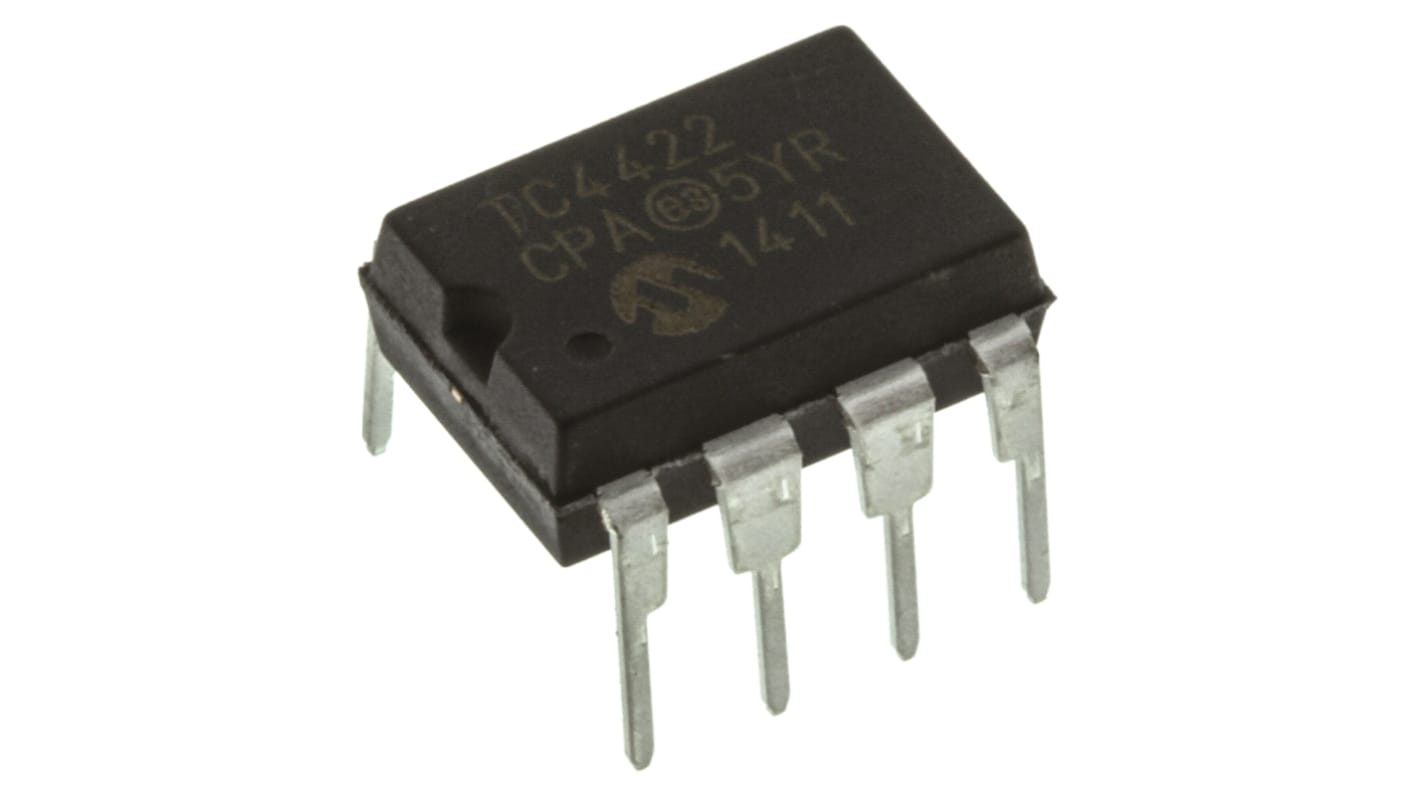 Microchip MOSFET驱动器, CMOS，TTL逻辑, PDIP, 1个驱动器, 8针, 通孔安装, 18V电源, 9 A输出