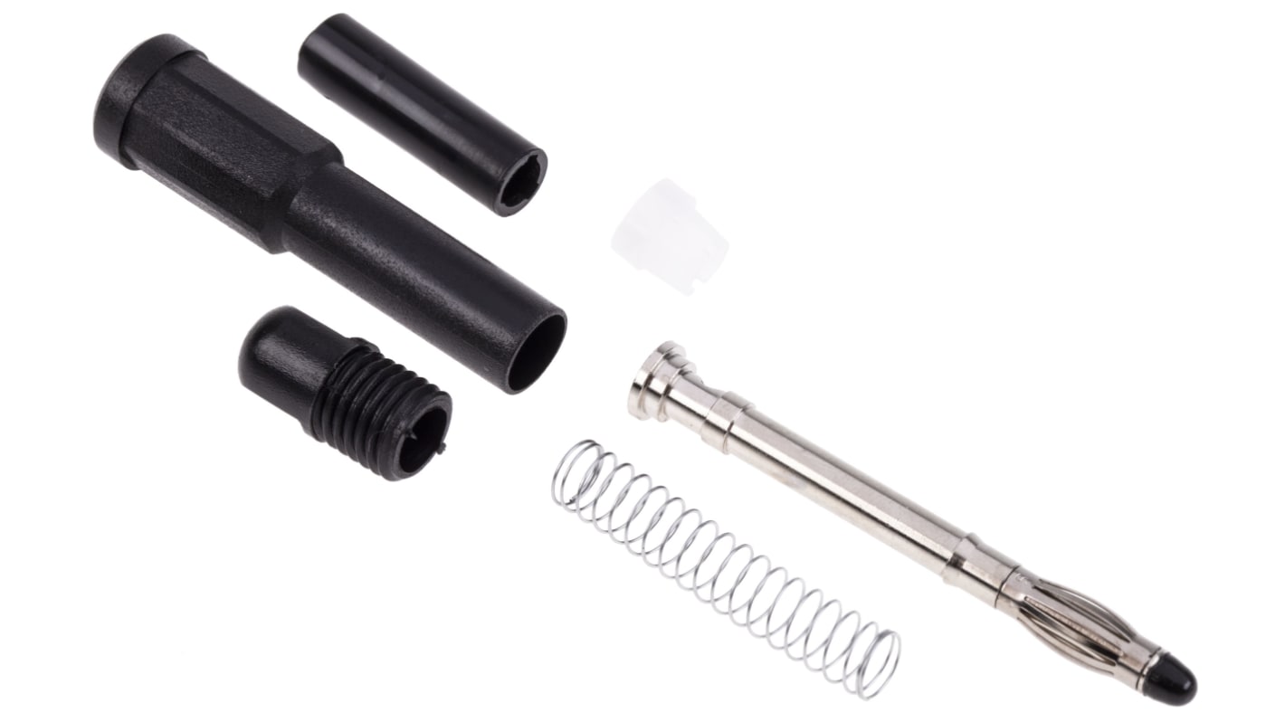 RS PRO Black Male Banana Plug, 4 mm Connector, Solder Termination, 20A, 1000V