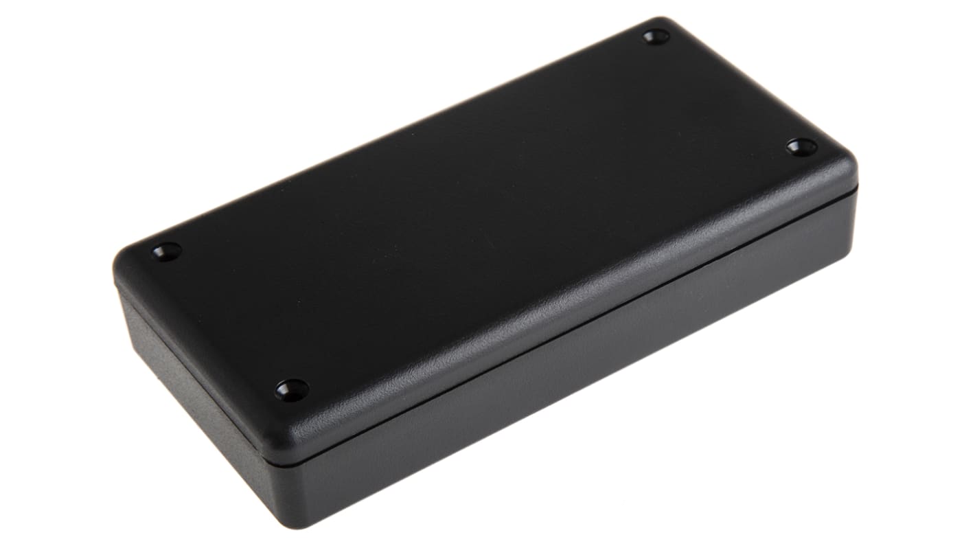 Hammond 1599 Series Black Flame Retardant ABS Enclosure, IP54, Black Lid, 130 x 65 x 25mm