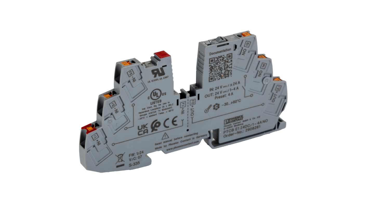Phoenix Contact Electronic Device Circuit Breaker Electronic Circuit breaker 4A 24V PTCB, 1 channels , DIN Rail Mount