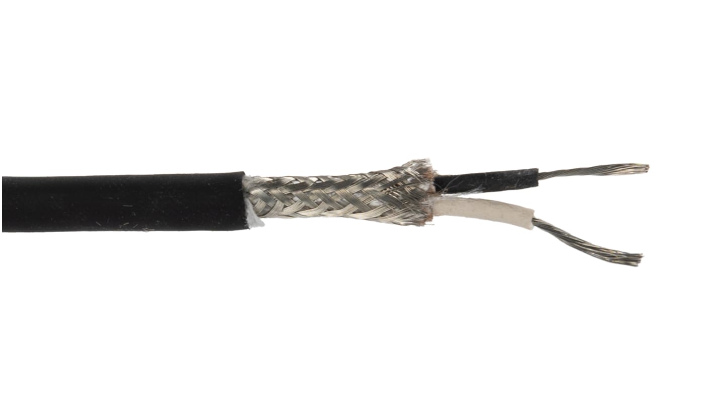 Belden8412 Series 2 Core Microphone Cable, 0.52 mm² CSA Screened, 6.65mm od, 30m, Black