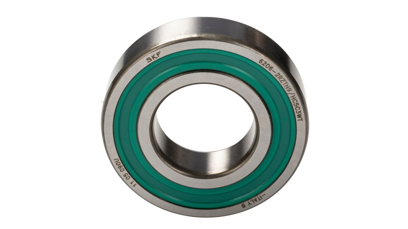SKF 单列深沟球轴承, 30mm内径, 62mm外径, 16mm宽滚道, C3间隙, 两侧非接触式密封