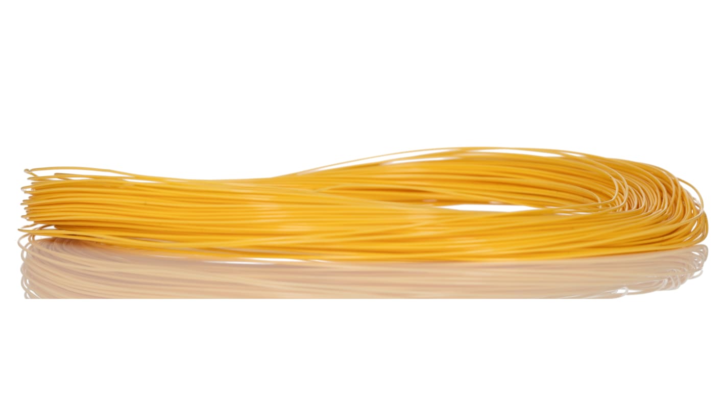 RS PRO Yellow 0.05mm² Hook Up Wire, 30 AWG, 1/0.25 mm, 50m, ETFE Insulation