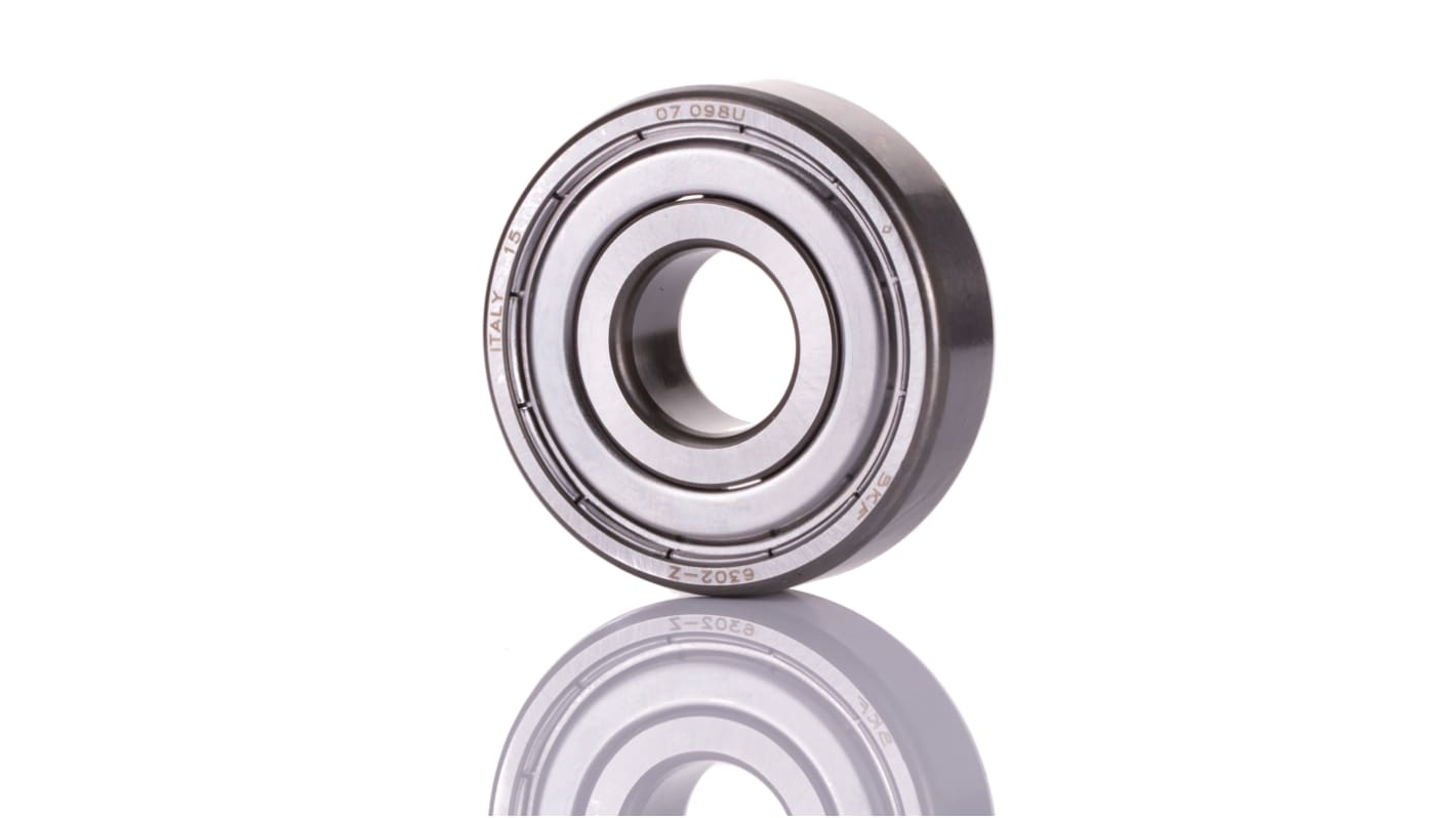 SKF 6302-Z Single Row Deep Groove Ball Bearing- One Side Shielded 15mm I.D, 42mm O.D