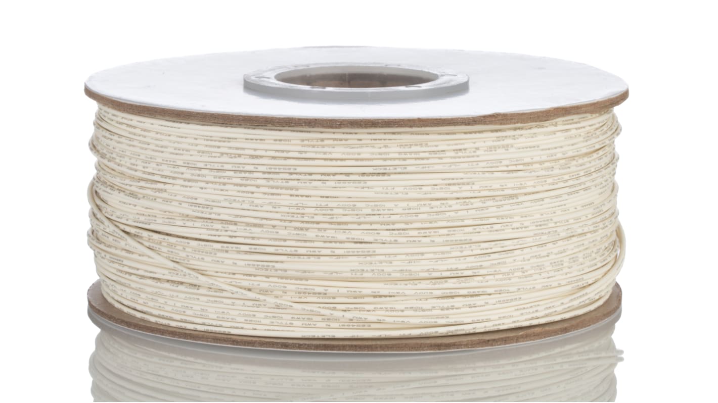 RS PRO White 0.81mm² Hook Up Wire, 18 AWG, 1C, 305m, MPPE Insulation