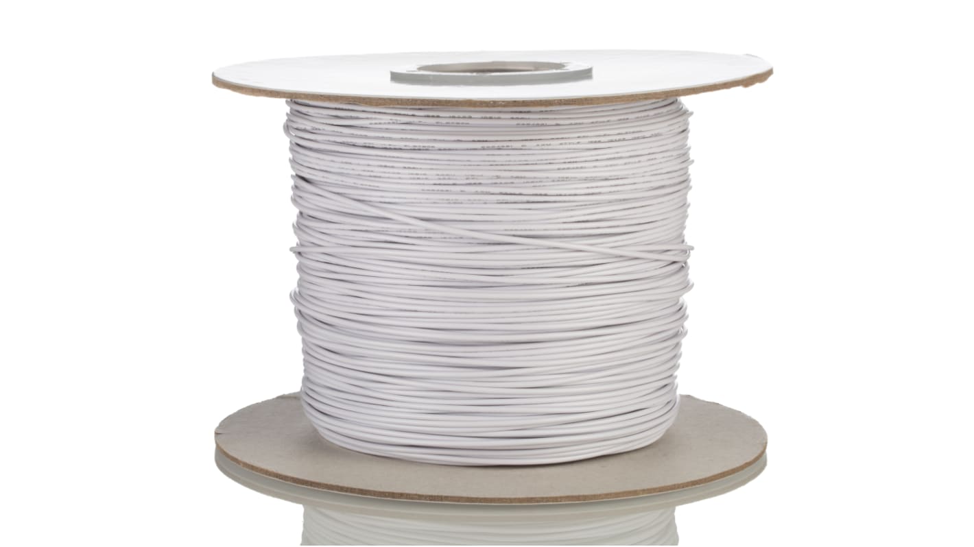 RS PRO White 0.81mm² Hook Up Wire, 18 AWG, 16/0.25 mm, 305m, PVC Insulation