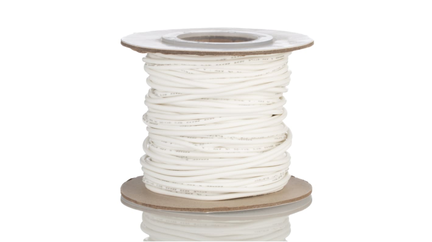 RS PRO 白色电线, 0.34mm², 30.5m长, 22AWG, 600 V, MPPE绝缘