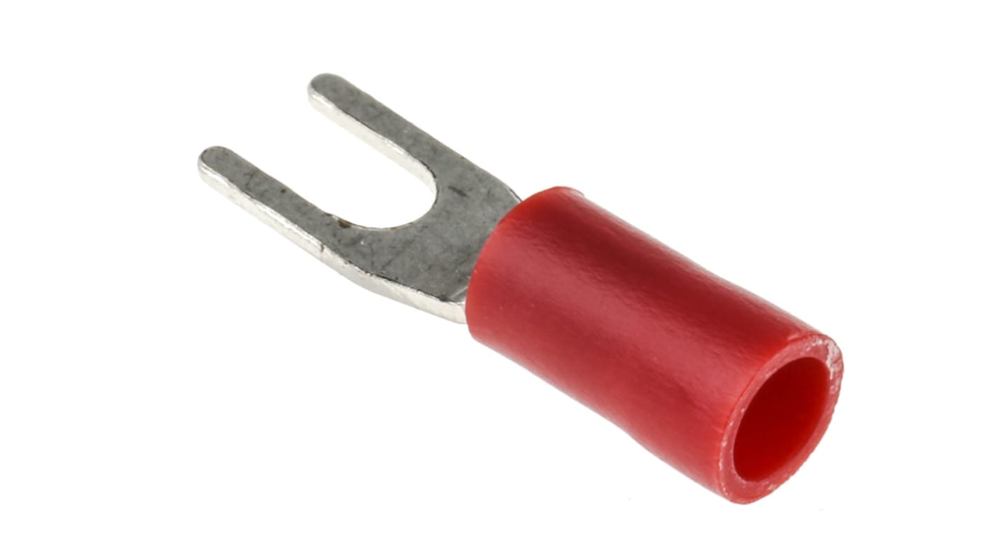 RS PRO 绝缘U型端子, M3螺栓, 线规0.5mm²至1.5mm², 红色, 5.7mm宽, 0.8mm厚, 镀锡触点