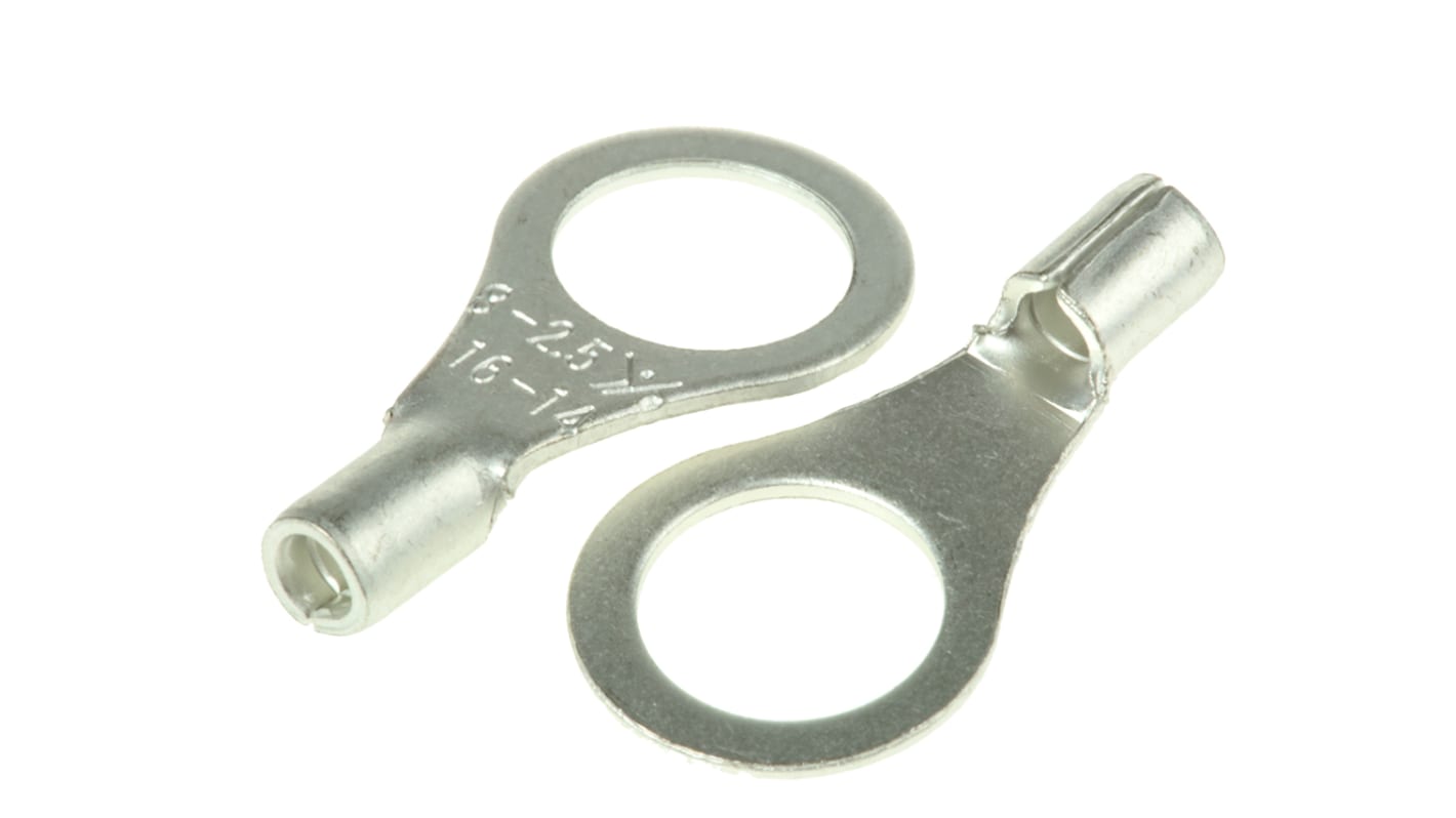 RS PRO Uninsulated Crimp Ring Terminal, 1.5mm² to 2.5mm², 16AWG to 14AWG, M8 Stud Size