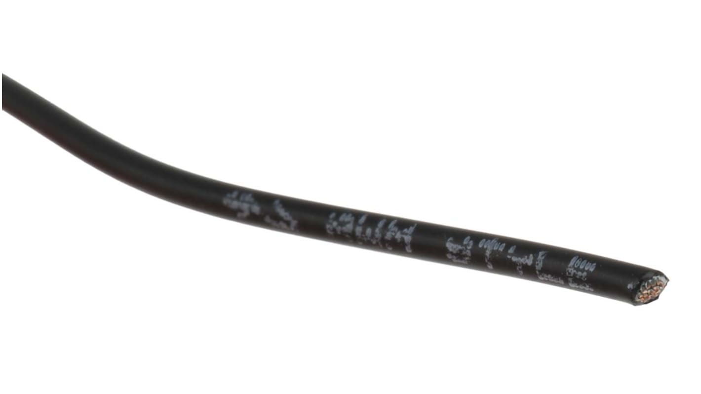 TE Connectivity Einzeladerleitung 1.1 mm², 17 AWG 100m Schwarz Polyolefin isoliert Ø 1.7mm 19/0,25 mm Litzen