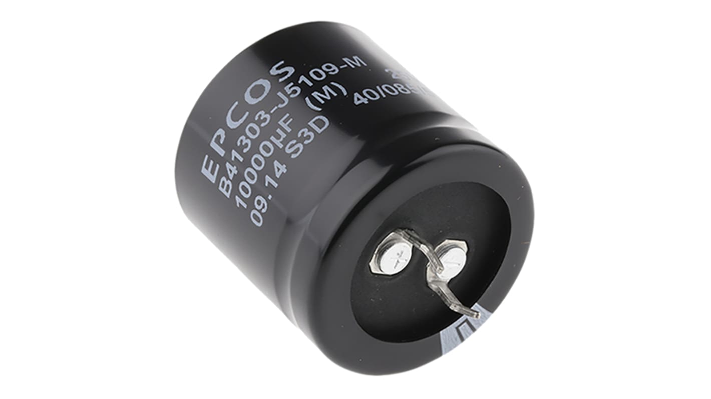Epcos 10000μF Electrolytic Aluminium Electrolytic Capacitor 25V dc, Through Hole - B41303J5109M