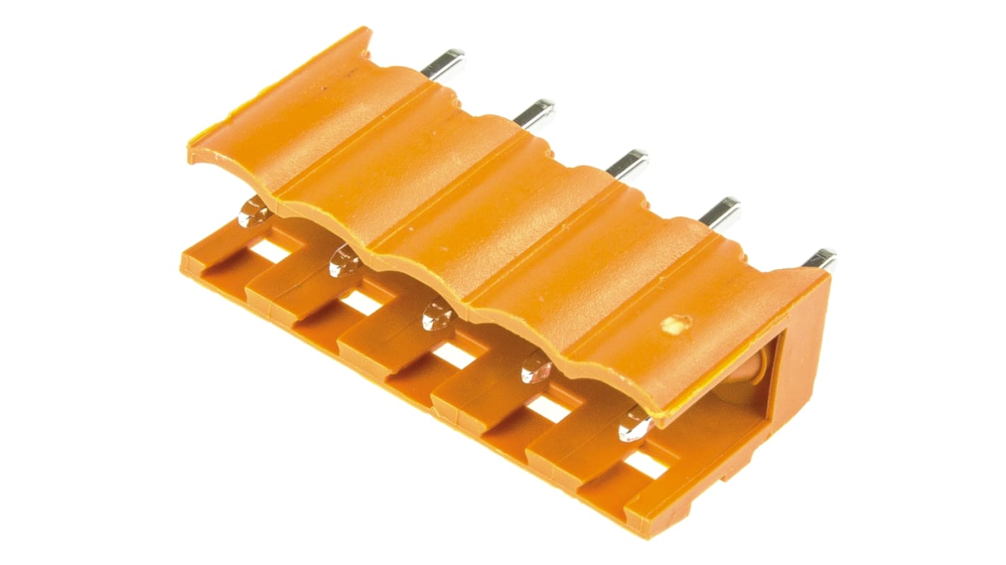 Weidmuller OMNIMATE SL Series Straight Through Hole PCB Header, 5 Contact(s), 5.08mm Pitch, 1 Row(s), Shrouded