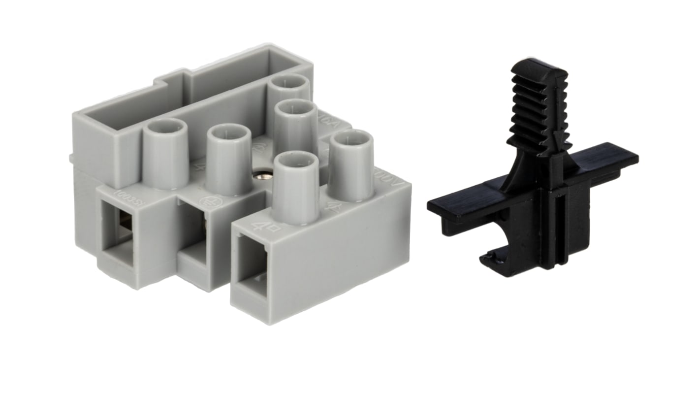 RS PRO Fuse Terminal Block, 3-Way, 16A, 10 mm² Wire, Screw Termination