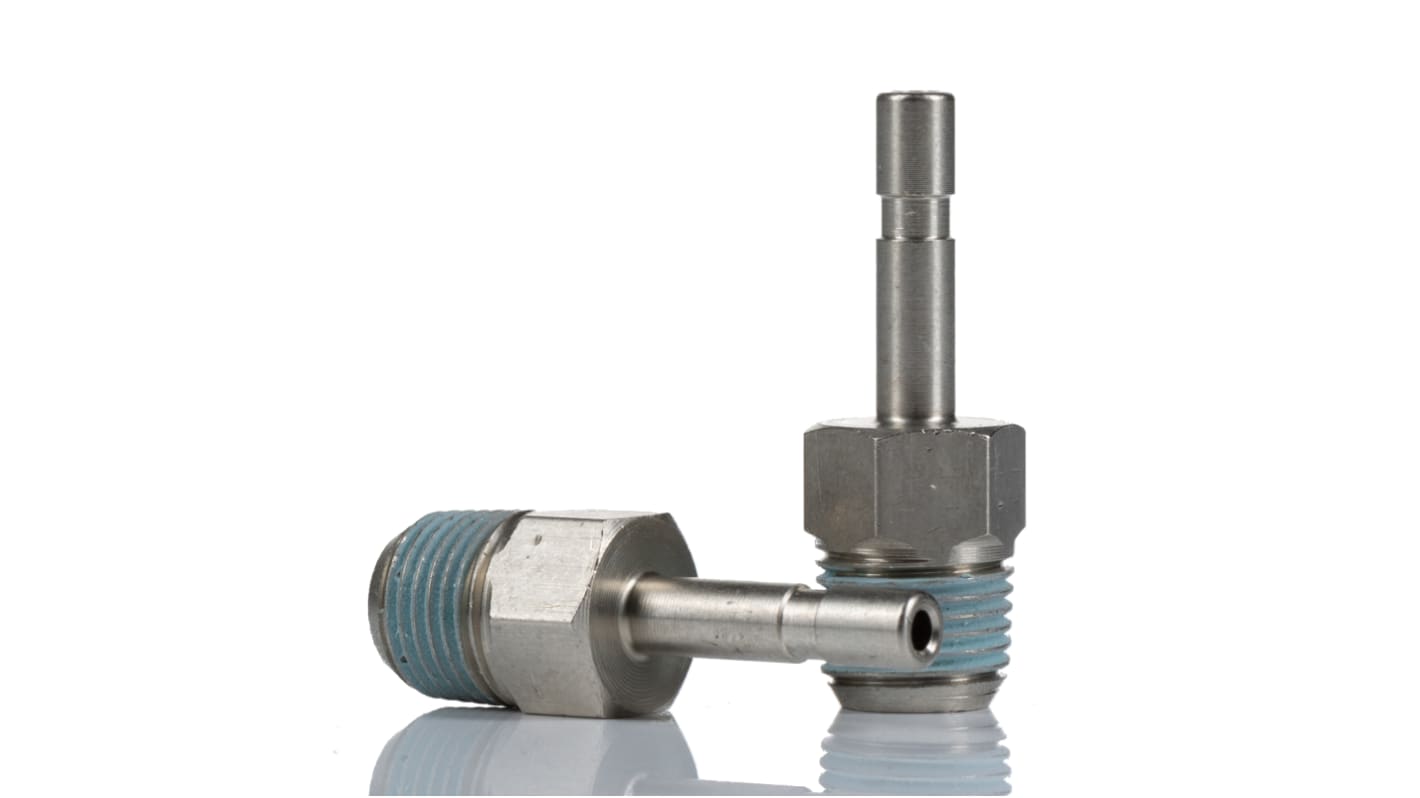 Norgren PNEUFIT Series Straight Threaded Adaptor, R 1/8 Male to Push In 4 mm, Threaded-to-Tube Connection Style,