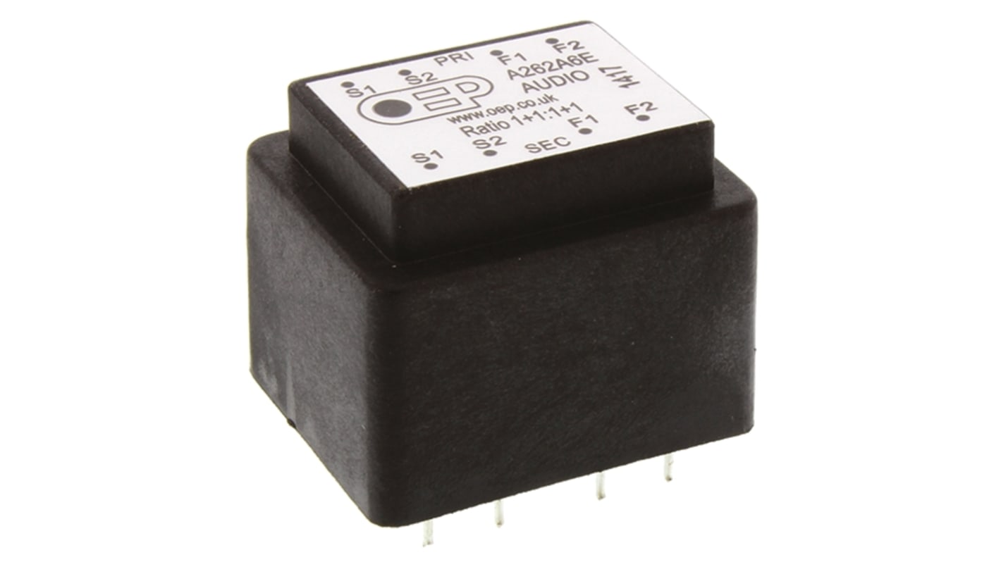 OEP Audio-Transformator, 150Ω / 150Ω, 100mW Hz @ 300, 1mW Hz @ 30, 15Ω / 20Ω Durchsteckmontage 28 x 22 x 23mm Pin