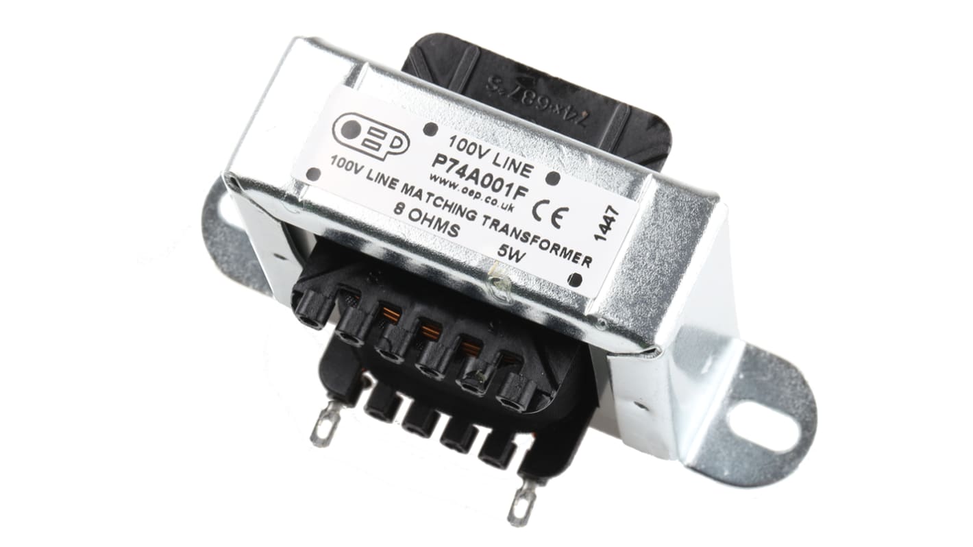 OEP 音频变压器, 次级8Ω, 5W, 底盘安装, 81.5 x 45.5 x 39mm