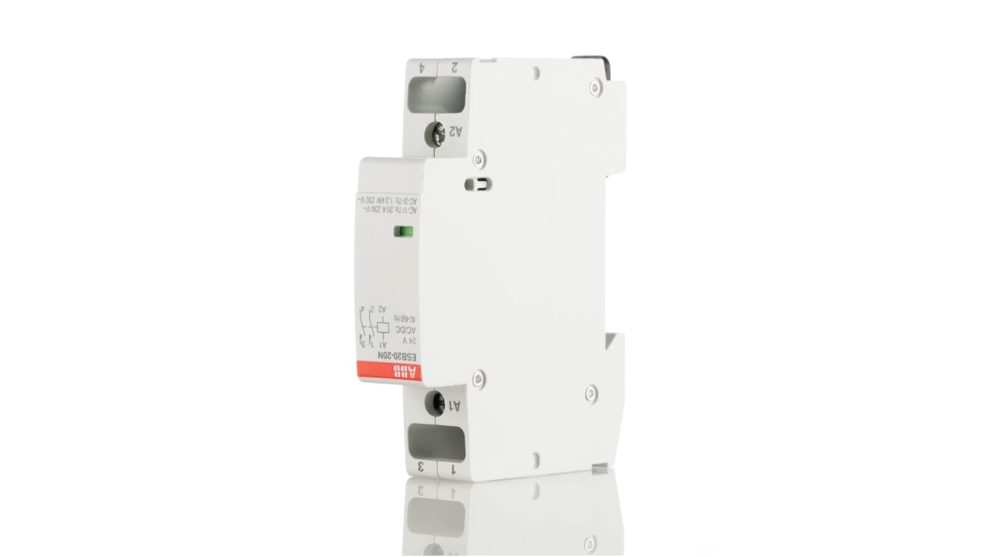 Contactor ABB ESB20-20N-01 ESB de 2 polos, 2 NA, 20 A, bobina 24 V, 1,3 kW