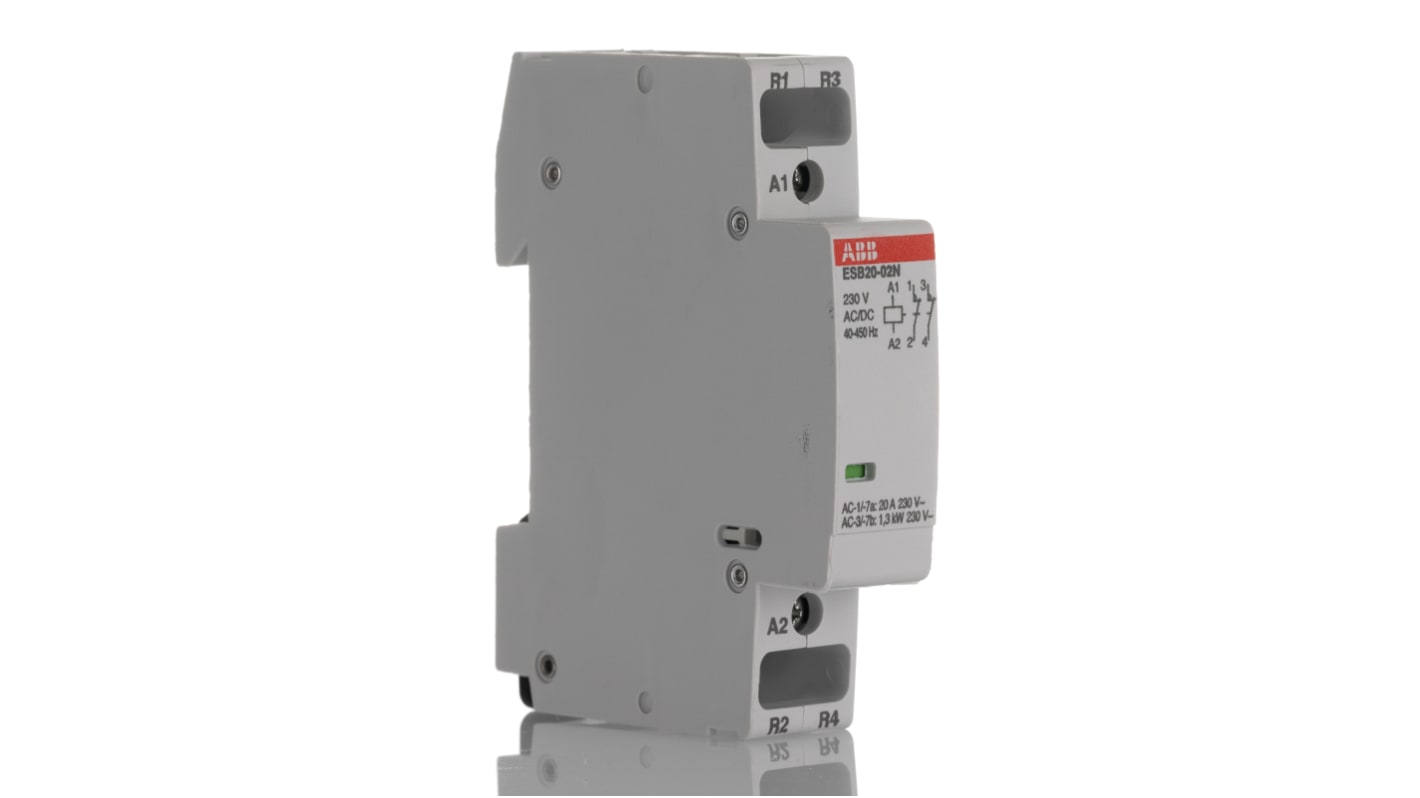 Contattore ABB, serie ESB, 2 poli, 2NC, 20 A, 4,6 kW, bobina 230 V c.a.