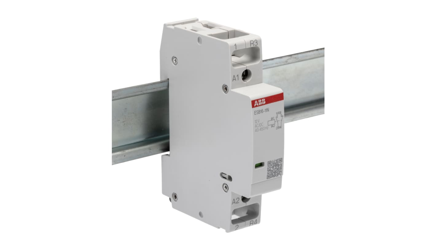 ABB ESB16-11N-14 ESB Contactor, 12 V ac/dc Coil, 2-Pole, 16 A, 3.7 kW, 1NO + 1NC