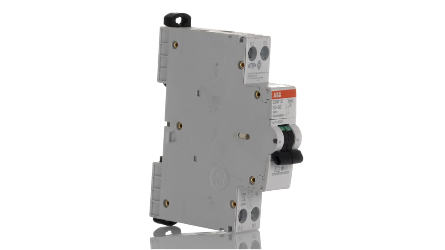 2CDS251281R0025 | Interruptor automático 2P, 2A, Curva Tipo B, Poder de  corte 6 kA S2011C-B2, Montaje en Carril DIN | RS