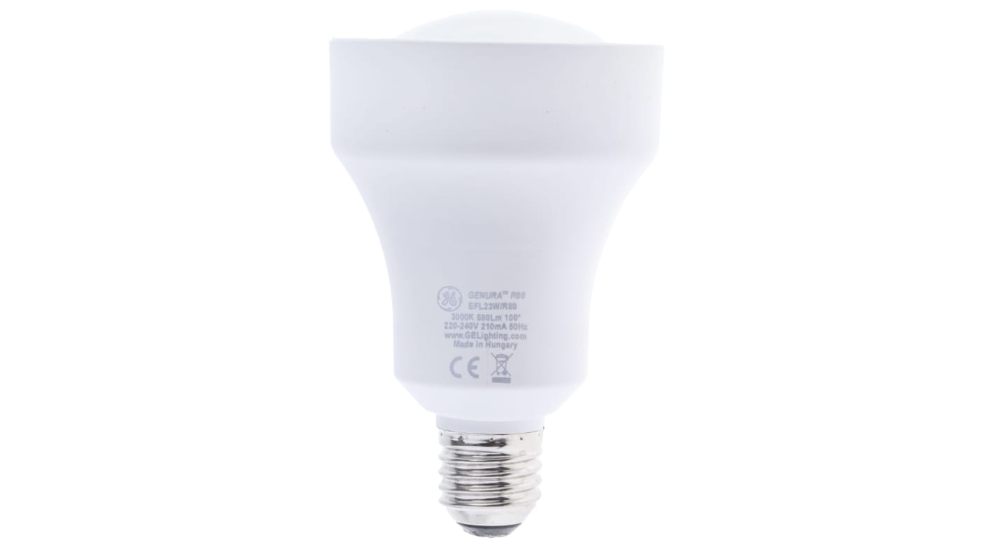 GE E27 Genura Shape CFL Bulb, 23 W, 3000K, Warm White Colour Tone