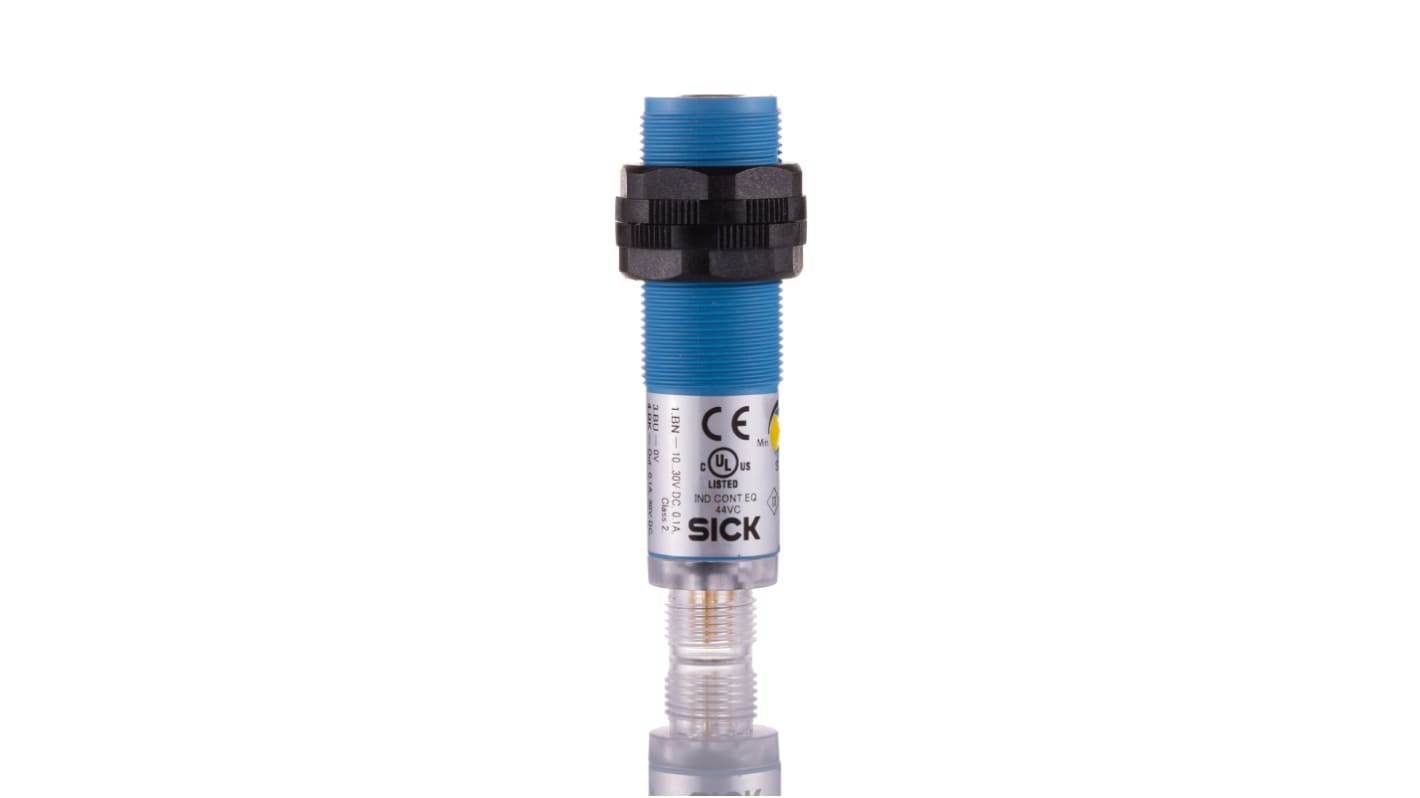 Rs-Online Sensore fotoelettrico Cilindrico SICK rilevamento 1 mm → 500 mm uscita Commutazione luminosa PNP
