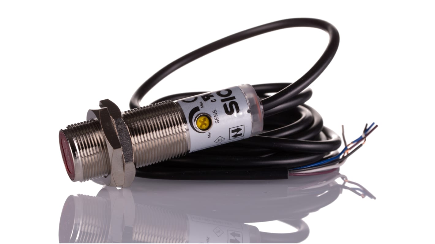 Rs-Online Sensore fotoelettrico Cilindrico SICK rilevamento 1 mm → 1 1 m. uscita Commutazione luce/buio PNP
