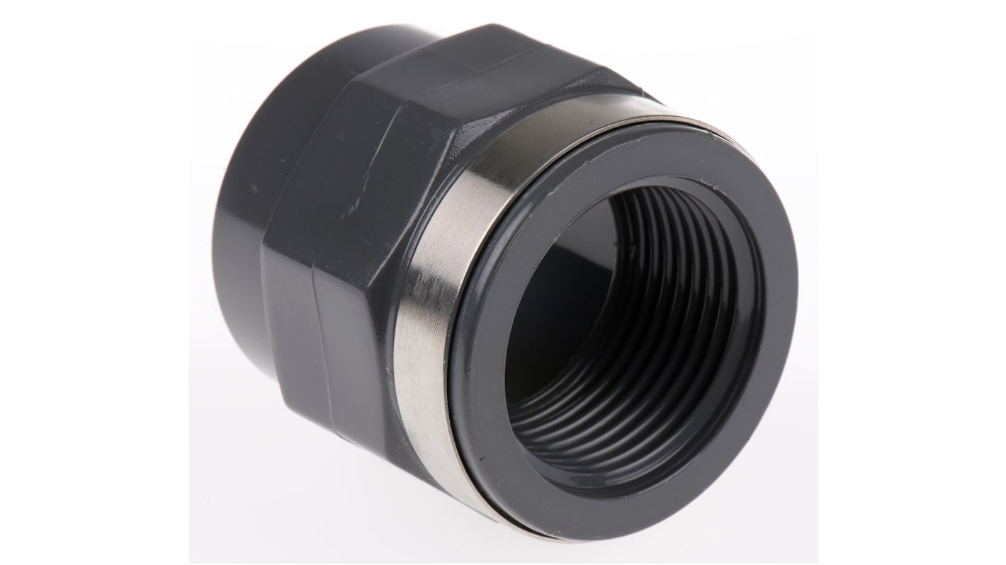 Georg Fischer Plastic Pipe Fitting, Straight Threaded Socket, Rp 1in to Cement 1in