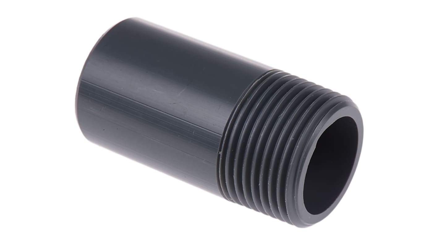 Georg Fischer Plastic Pipe Fitting, Straight Threaded Nipple, R 1in to Cement 1in