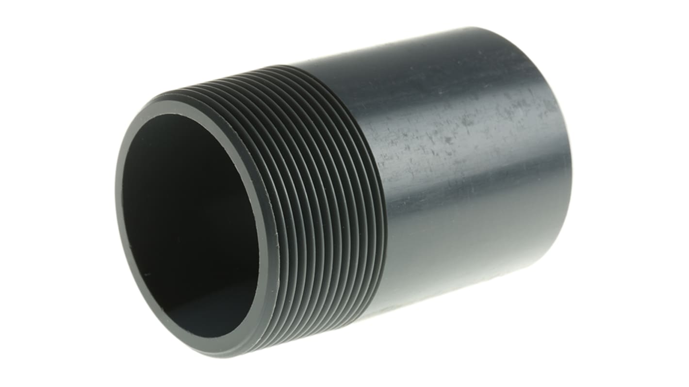 Georg Fischer Plastic Pipe Fitting, Straight Threaded Nipple, R 2in to Cement 2in