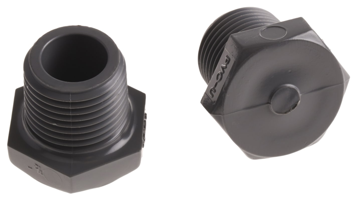 Georg Fischer Plastic Pipe Fitting, Straight Threaded Plug, R 1/2in