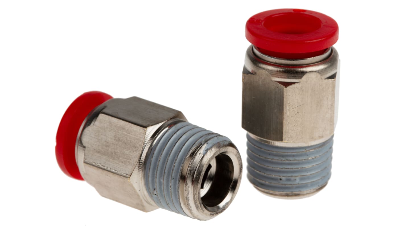 Norgren Straight Threaded Adaptor, Push In 8 mm to R 1/4, Threaded-to-Tube Connection Style