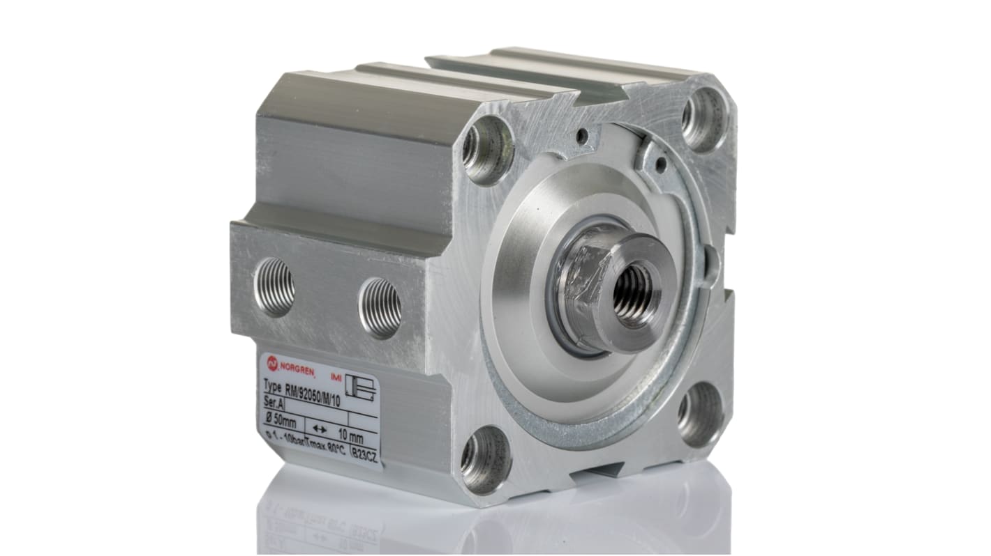 Norgren Pneumatic Compact Cylinder - 50mm Bore, 10mm Stroke, RM/92000/M Series, Double Acting